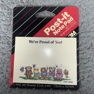 VTG Post-it Notes Pad We're Proud of You Animals Pad 40 Sticky Sheets Sealed NOS
